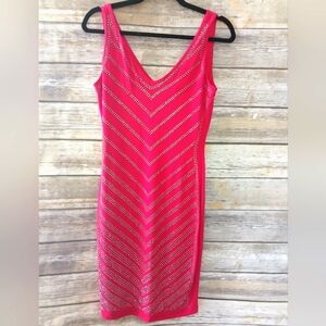 Elegant Hot Pink, Sleeveless, v-neck, bodycon, sparkle Dress